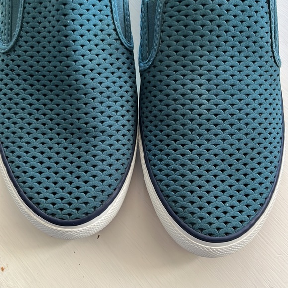 Sperry Topsider teal faux cutout suede size 11 - Picture 2 of 6